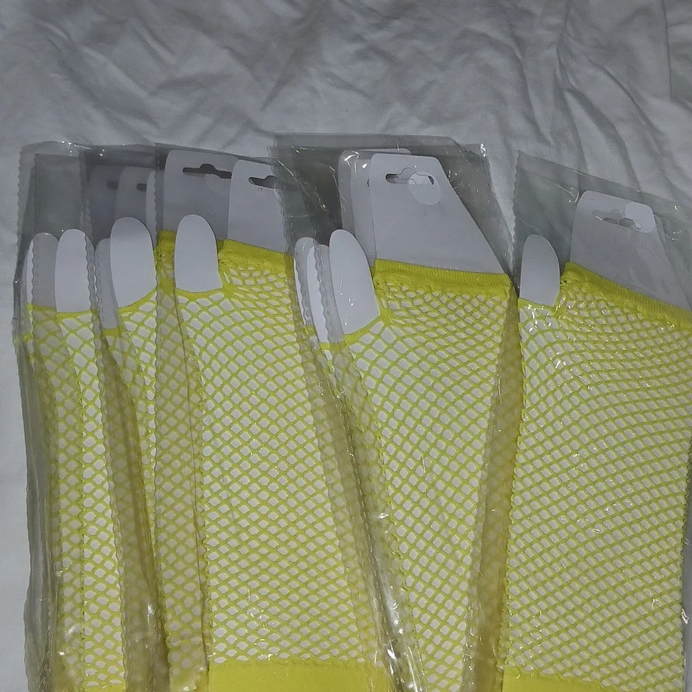Yellow n Fishnet Arm Warmers Party favors lot of 12 NWT